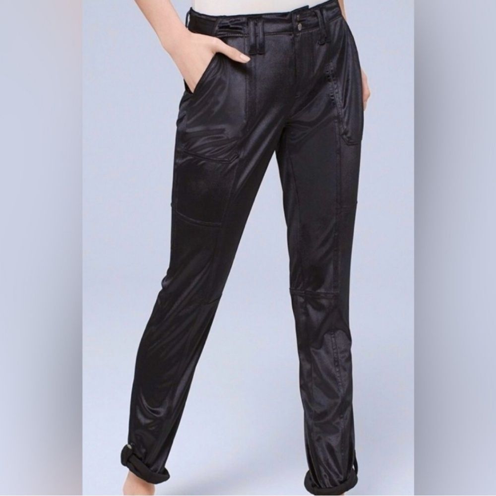 White House Black Market The Straight in Black Crushed Velvet Size 4